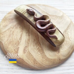 Snake, wooden barrette snake, wood carved hair clips, Hairgrips, Animal hair accessories for long hair, Python Zodiac Snake Year