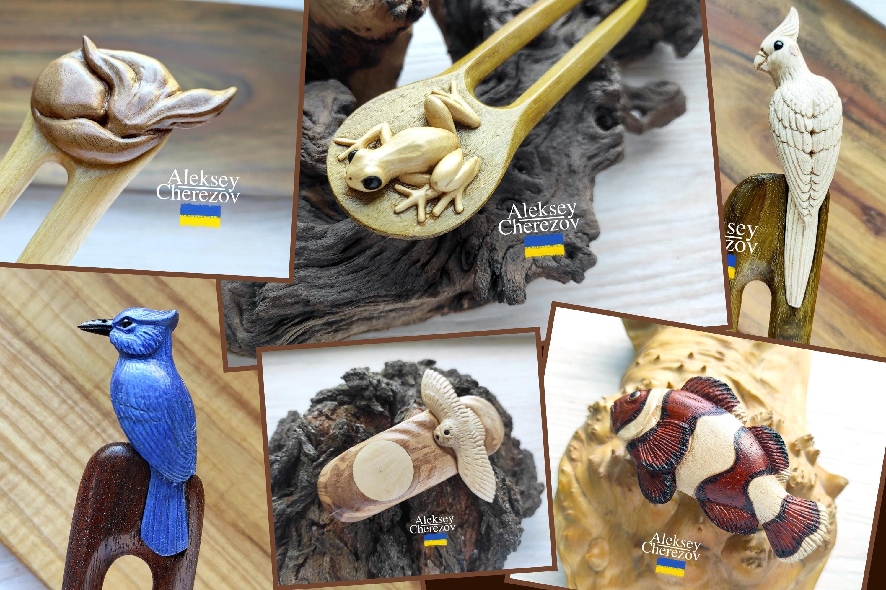 Snake, Wooden Barrette Snake, Wood Carved Hair Clips, Hairgrips, Animal ...