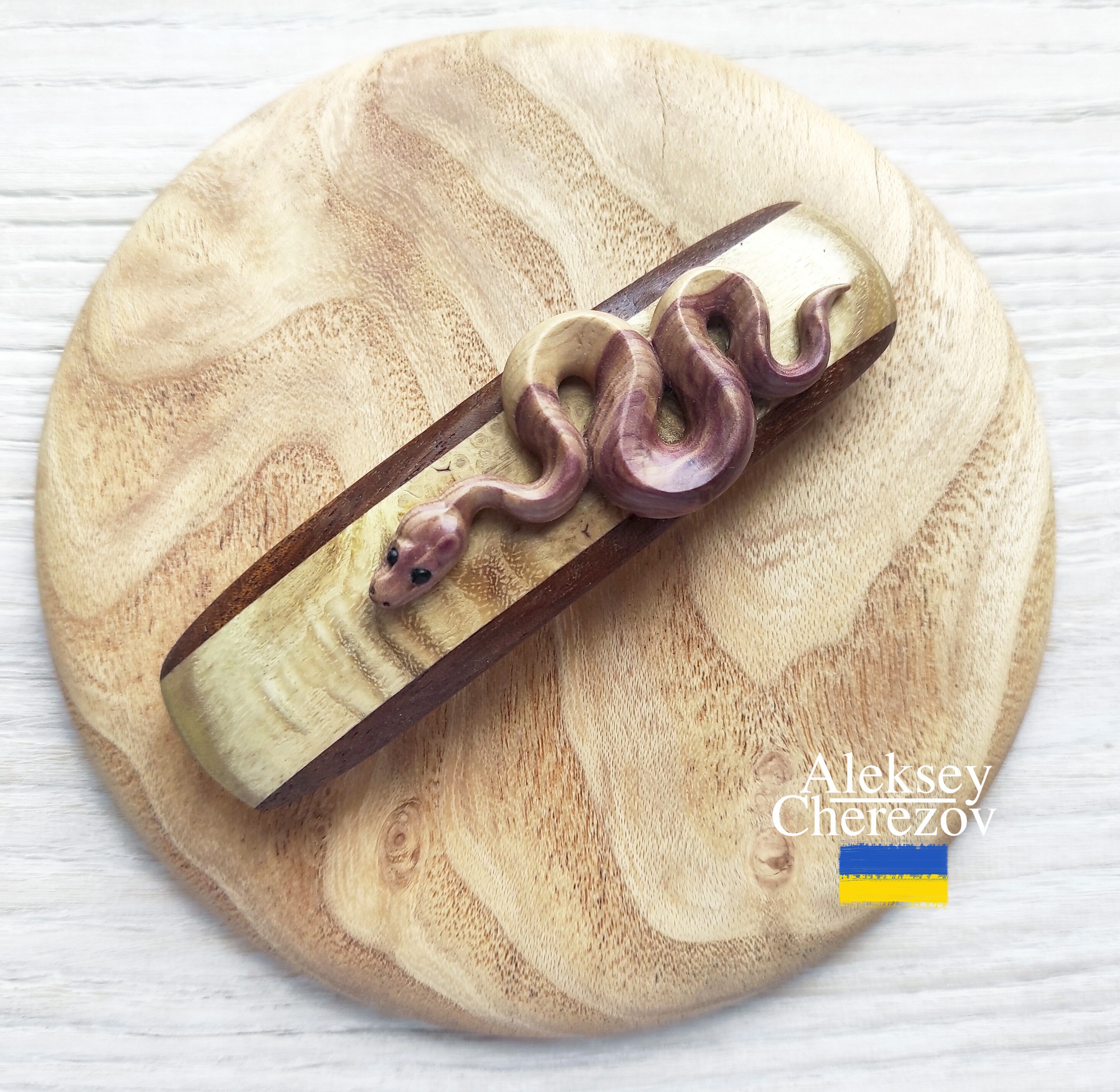 Snake, Wooden Barrette Snake, Wood Carved Hair Clips, Hairgrips, Animal ...