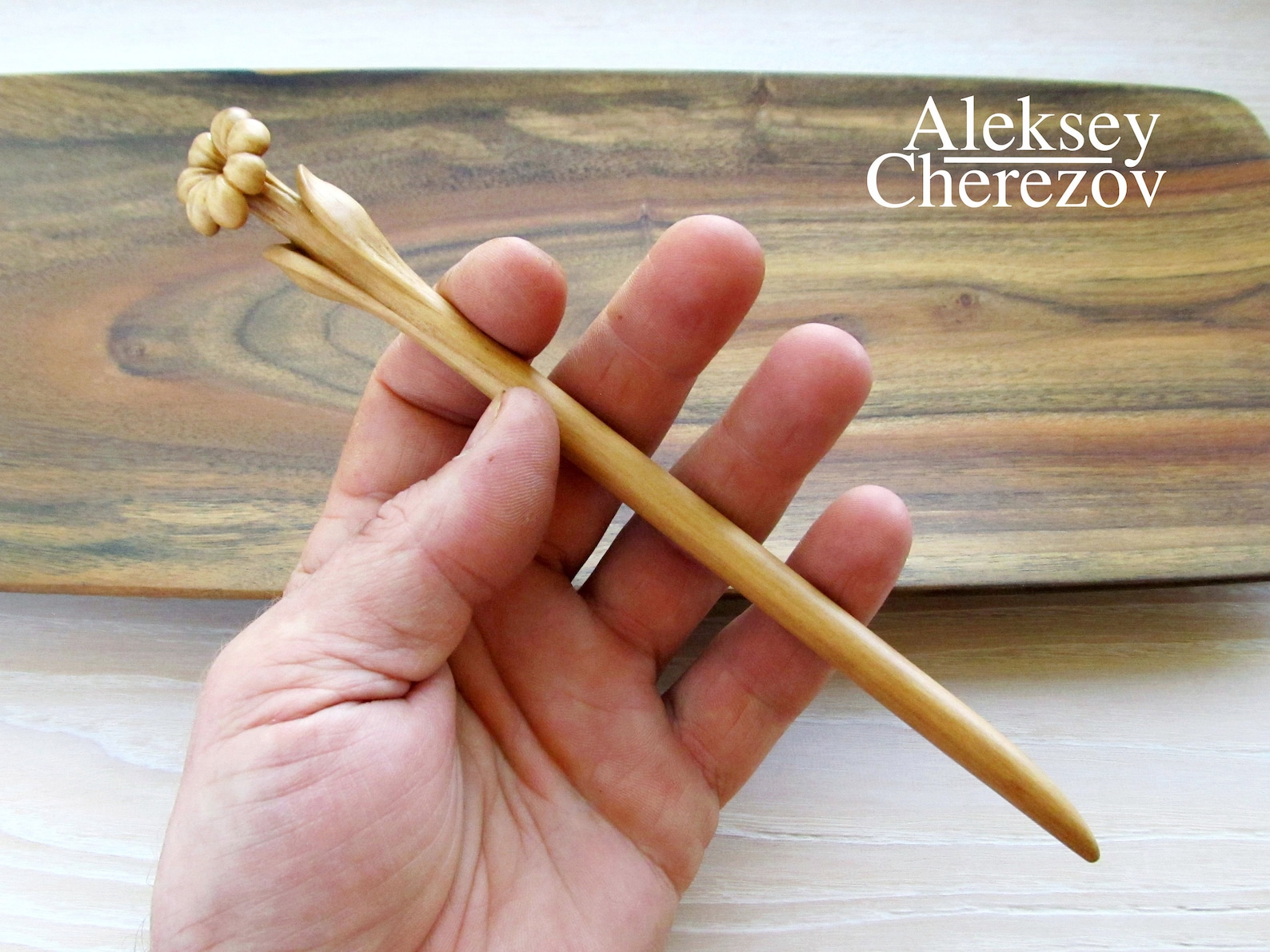 Carved wooden hair stick Floret Hair pin Wooden hair pin Etsy