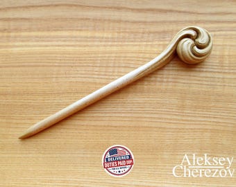 Carved wooden hair stick, Hair pin, hair chopsticks.