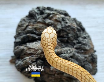Snake hair stick, Wooden hair pin serpent, Gift for a girl, Hair accessories, Hair chopsticks. Halloween