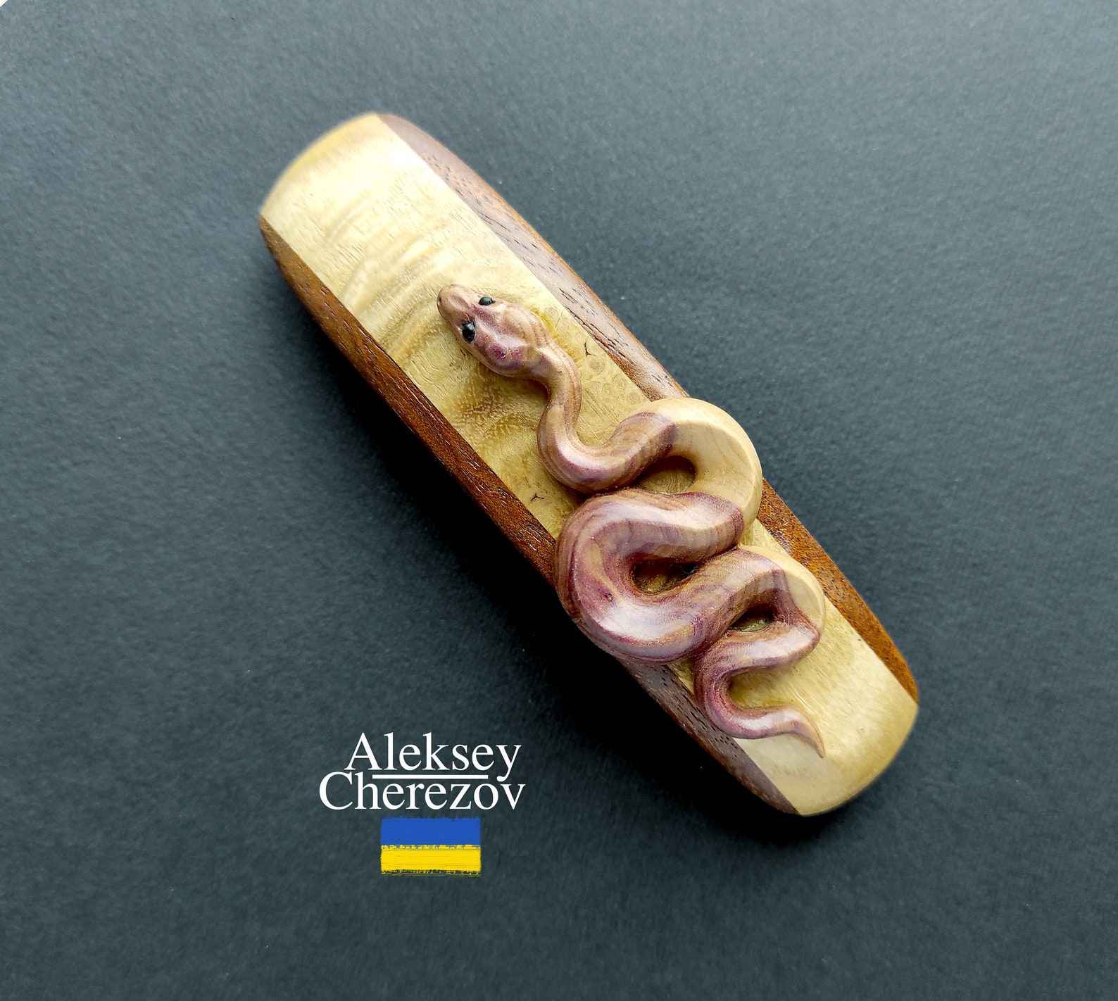 Snake, Wooden Barrette Snake, Wood Carved Hair Clips, Hairgrips, Animal ...