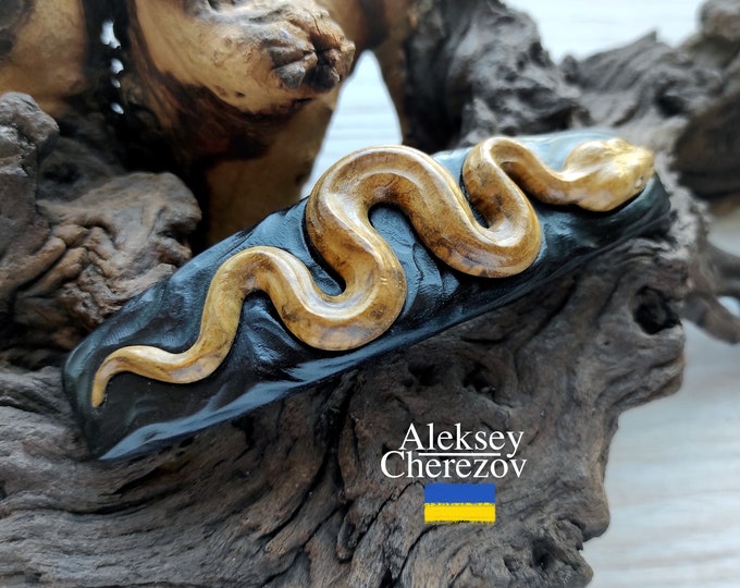 Snake 4, Wooden Barrette Snake, Wood Carved Hair Clips, Hairgrips, Hair ...