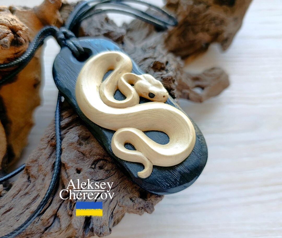 Snake Year. Wooden Snake Pendant, Handmade, Zodiac Snake Large Carved ...