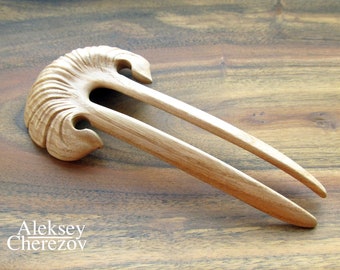 Horquilla de madera para el pelo. Horquilla delicadamente tallada, soporte para moños. Regalo para mujeres con cabello largo. Pasador para el pelo hecho a mano. Accesorios para el cabello.