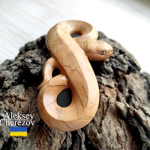 Python, Wooden Barrette Snake, Wood Carved Hair Clips, Hairgrips, Hair ...