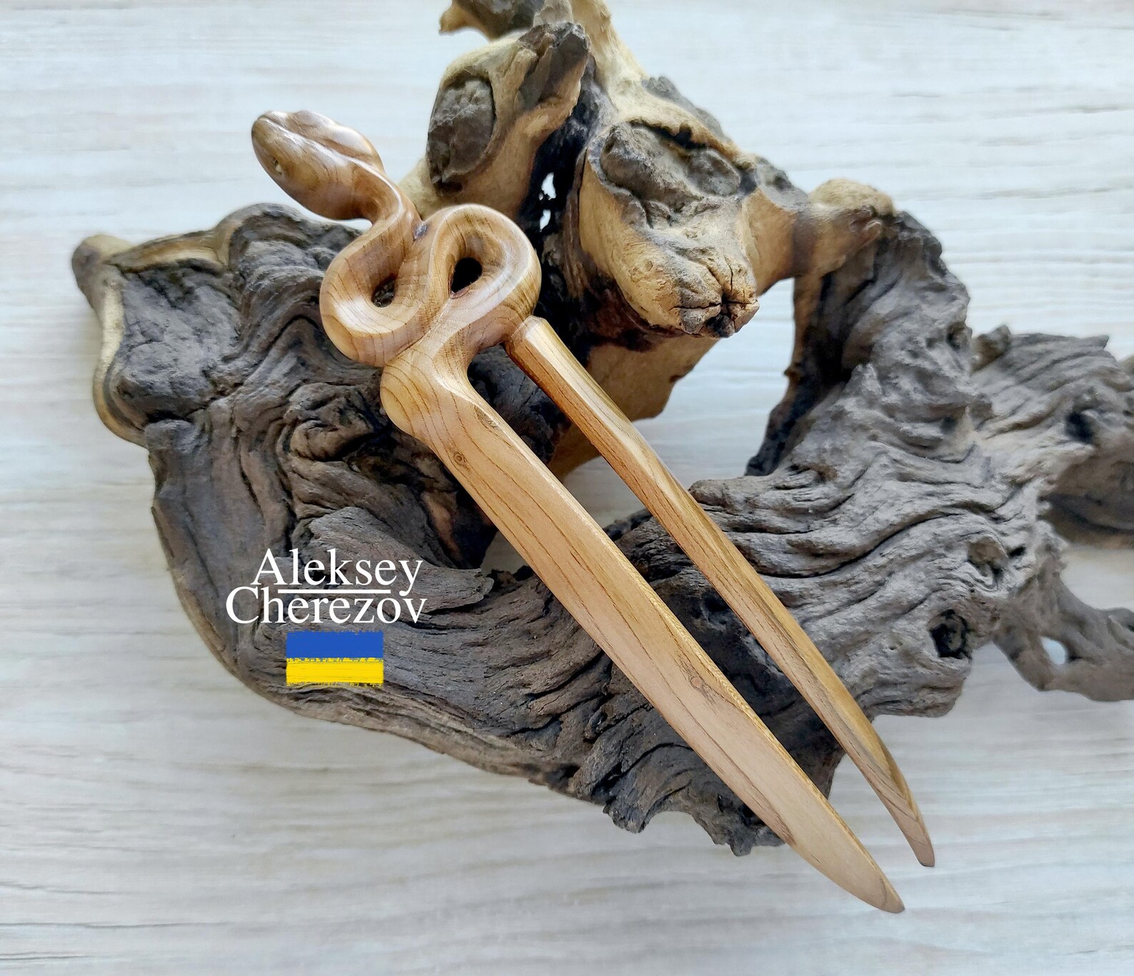 Snake. Wooden Hair Fork. Hair Stick . Carved Hair Clips Python. Hair ...