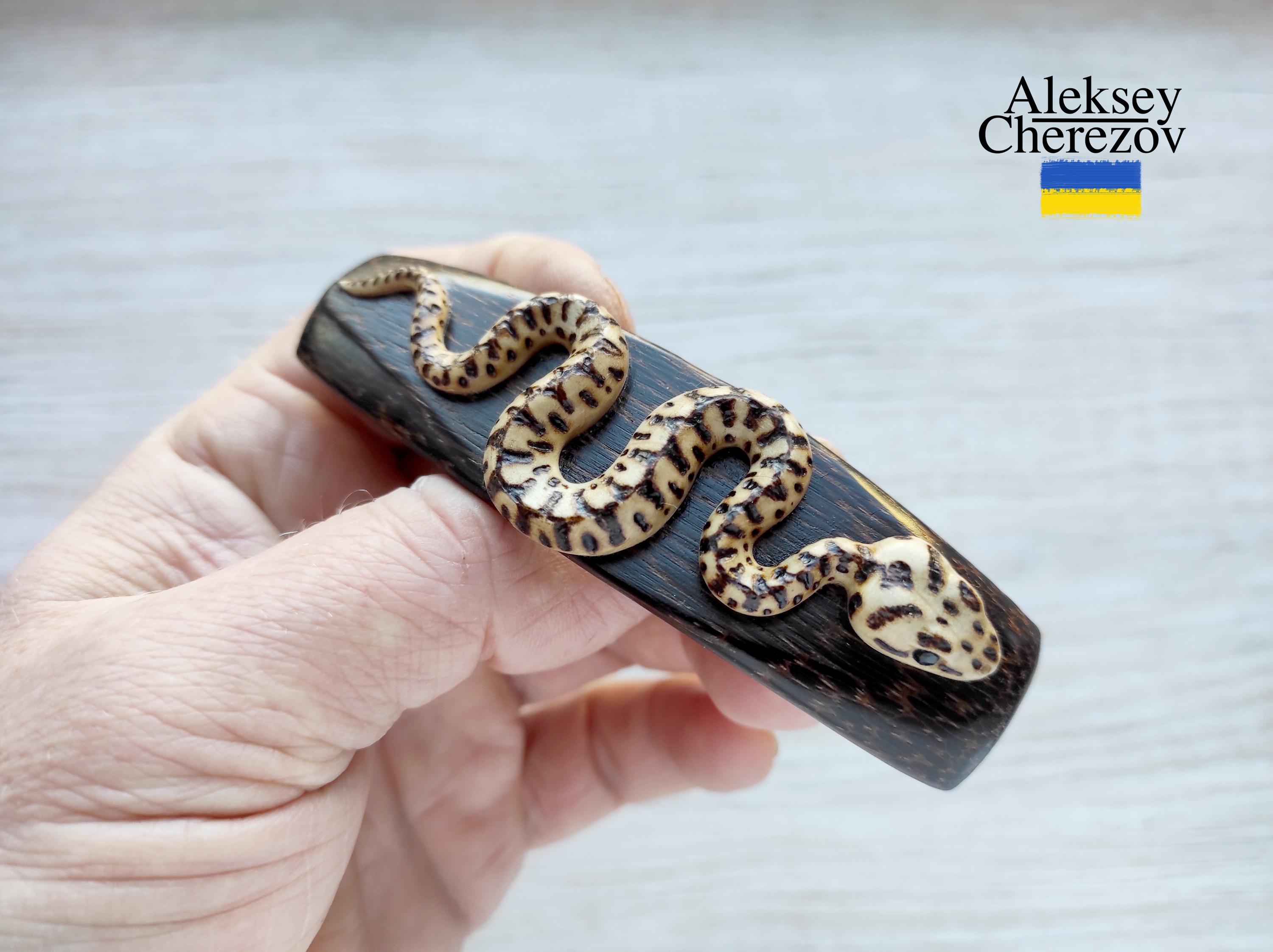 Leather Python Hairclip w 14kgold plated logo bead Amazon.com : 4pcs Snake Hair Clip Vintage Decorative Metal  main image 4