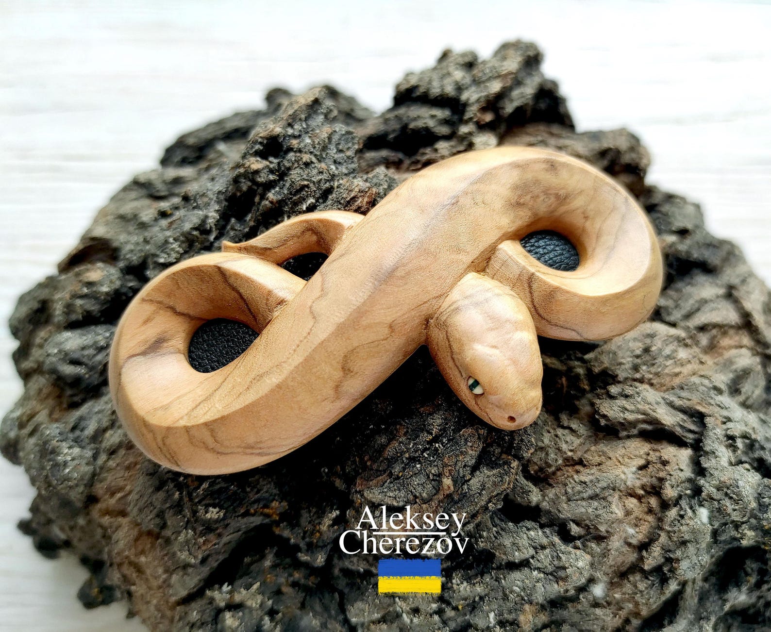 Python, Wooden Barrette Snake, Wood Carved Hair Clips, Hairgrips, Hair ...
