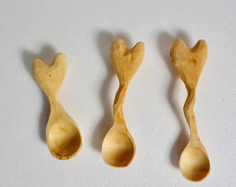 The heart spoons, spoons, children's spoons, favorite food spoons, wooden spoons