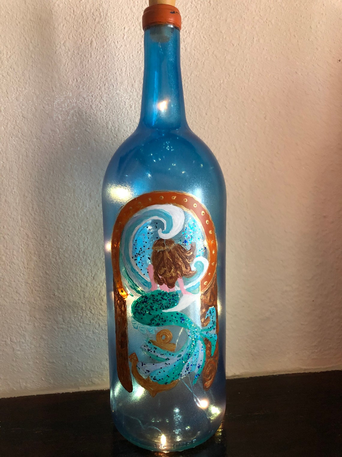 Mermaids from the Ocean on 1.5 L lighted wine bottles Etsy