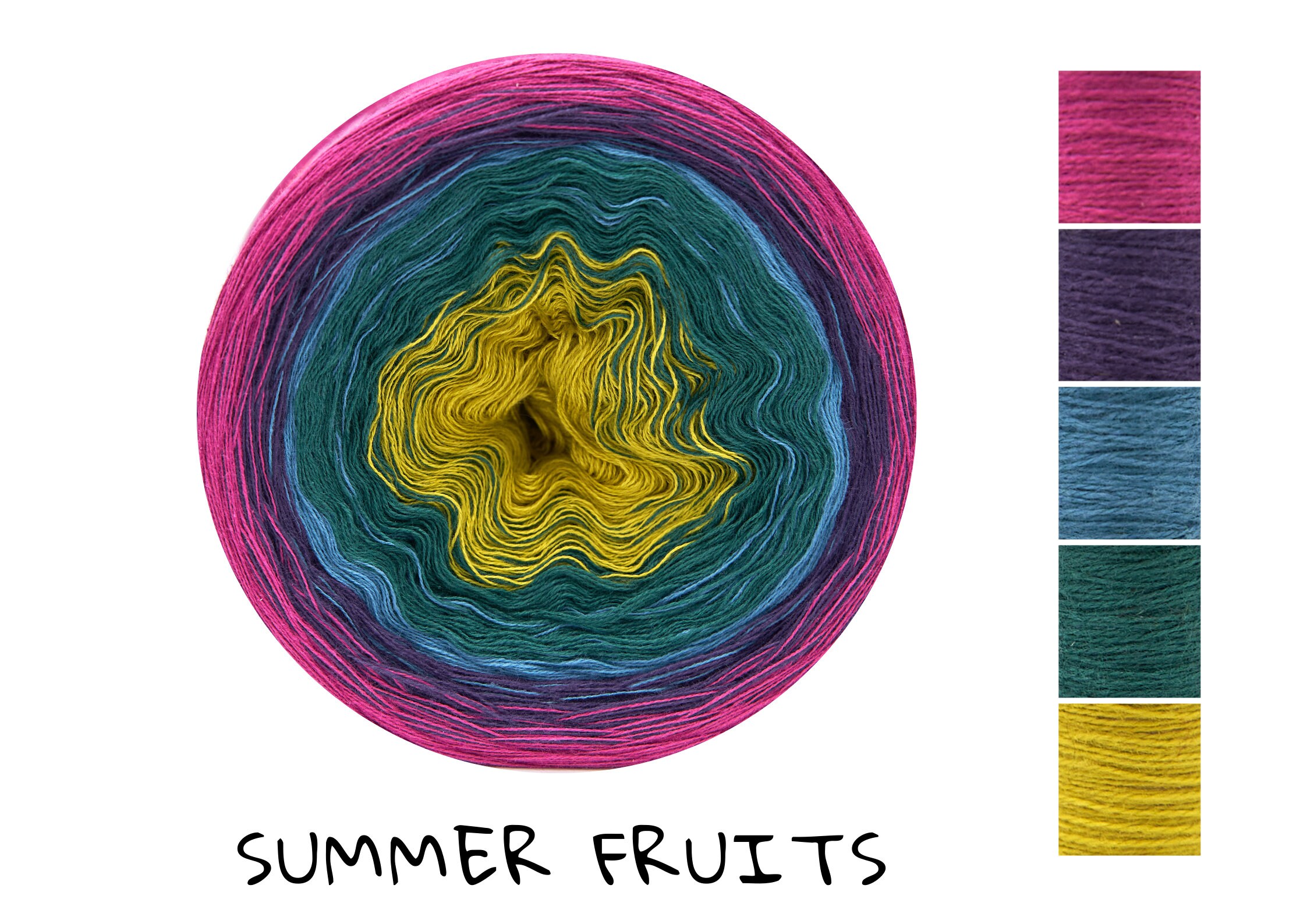Crochet, Knitting Gradient Yarn Cake, Summer Fruits, 70, Cotton Acrylic,  Ombre Yarn Cake 