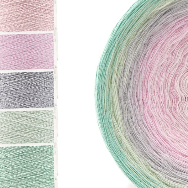 Crochet, Knitting Gradient Yarn Cake, Mist, (#92), Cotton Acrylic, Ombre Yarn Cake, Multicolor, Colorful