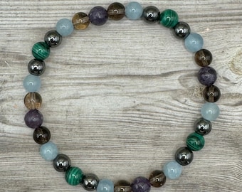 ADD & ADHD Support healing gemstone bracelet for help focusing, anxiety relief, and more with authentic, natural crystals on stretch cord