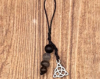 Cell Phone Protection Charm | Fidget Charm for Cell Phone made with authentic crystals for protection | triquetra charm | witchy phone charm
