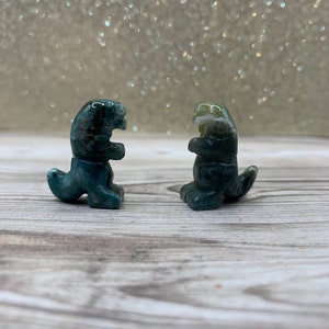 Mini Moss Agate dinosaurs | crystal dinosaur | gemstone dinosaur | crystals for kids | dinosaur crystal | trex crystal carving | mini Dinos