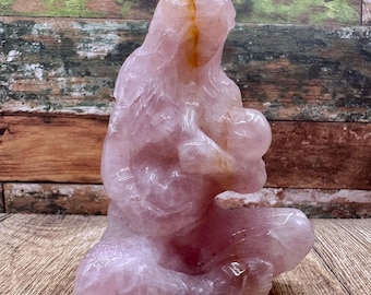 Rose Quartz Mother & Baby crystal carving unique baby shower gift | unique gift for new mom | gift for a nursing mom | mom birthday gift |