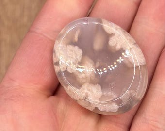 Flower Agate Worry Stone, pocket crystal for personal growth & healing, unique gift for friend, crystals for manifestation and spell work