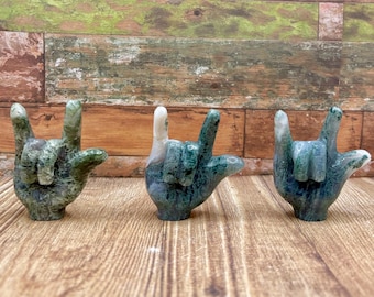 HAND CARVED I Love You hand sign crystal | sign language for I love you gift | unique crystal gift that says I love you unique ASL carving