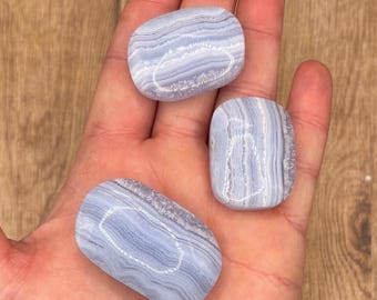 Blue Lace Agate Palm Stone, crystals for anxiety, authentic blue lace, high quality blue lace agate, natural blue lace agate pocket stone