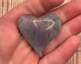 Sunset Purple Labradorite Heart | pink sunset flash heart | heart with flash | crystals for protection | crystals for healing | pocket stone