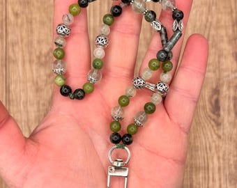 Green Crystal and Gemstone Cell Phone Wristlet & adapter for cell phone case | crystal wristlet for cell phone | gemstone wristlet for phone