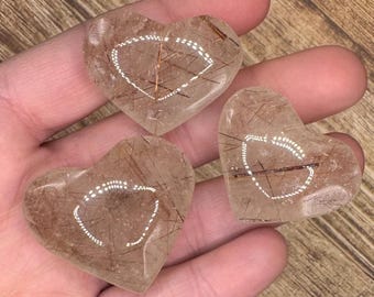 High Quality Golden Rutile Quartz Hearts | unique gift for girlfriend | crystal hearts | manifestation crystals | heart healing crystals