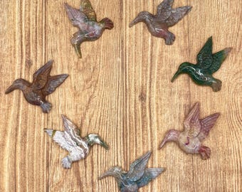 Moss Agate Hummingbird Crystal Carving | hummingbird decor | hummingbird carving | hummingbird gift | gift for bird lover | unique bird gift