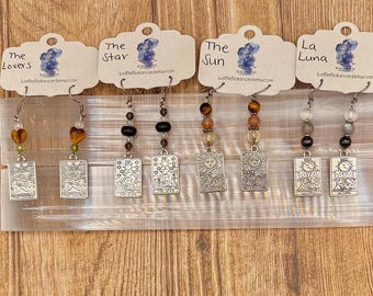 Gemstone Tarot Card Earrings: Witchy Celestial Jewelry