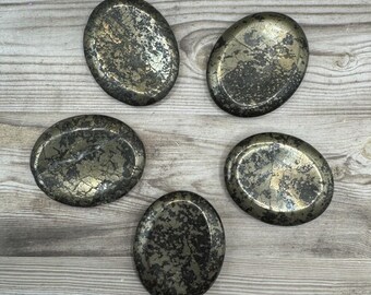 Pyrite Worry Stone |  pyrite pocket stone | crystals to be successful | entrepreneur gift | good luck crystal | crystals to attract wealth