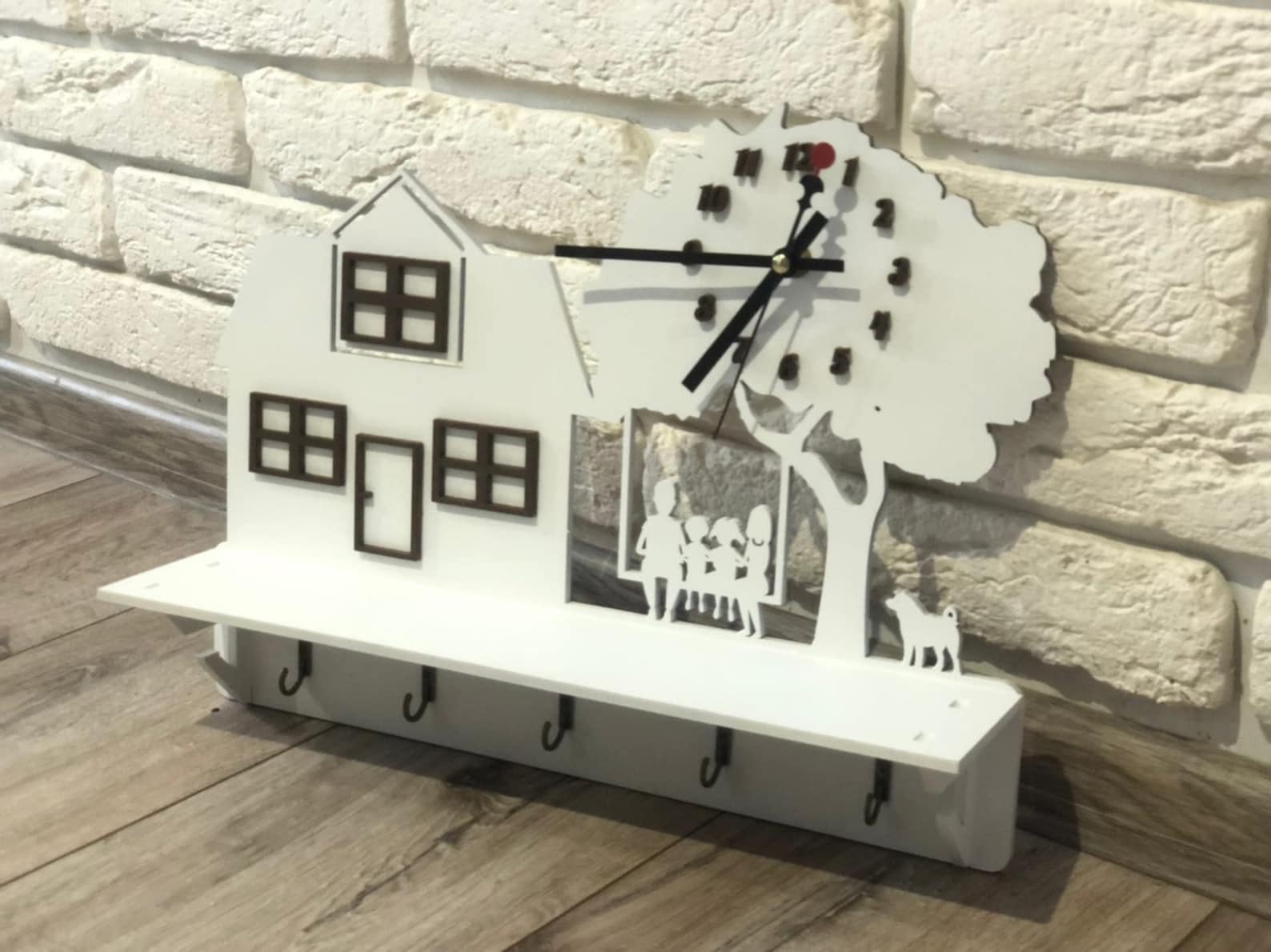 Key holder with clock shelf for keys with clock shelf on the Etsy