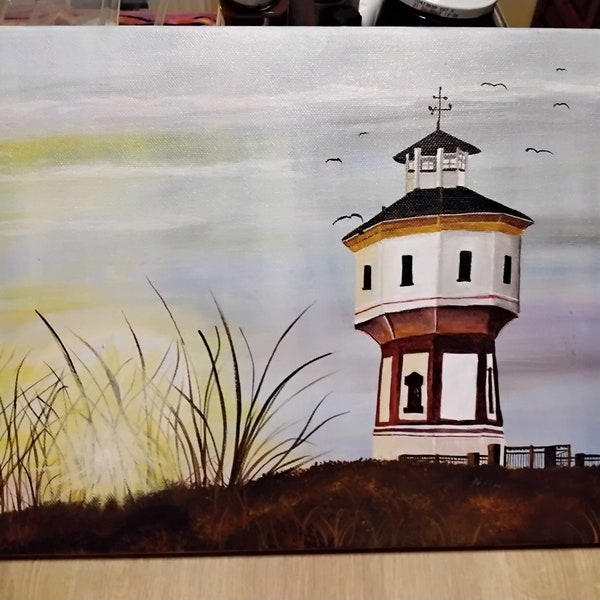 Acrylmalerei,Leuchtturm, Langeoog, Bild