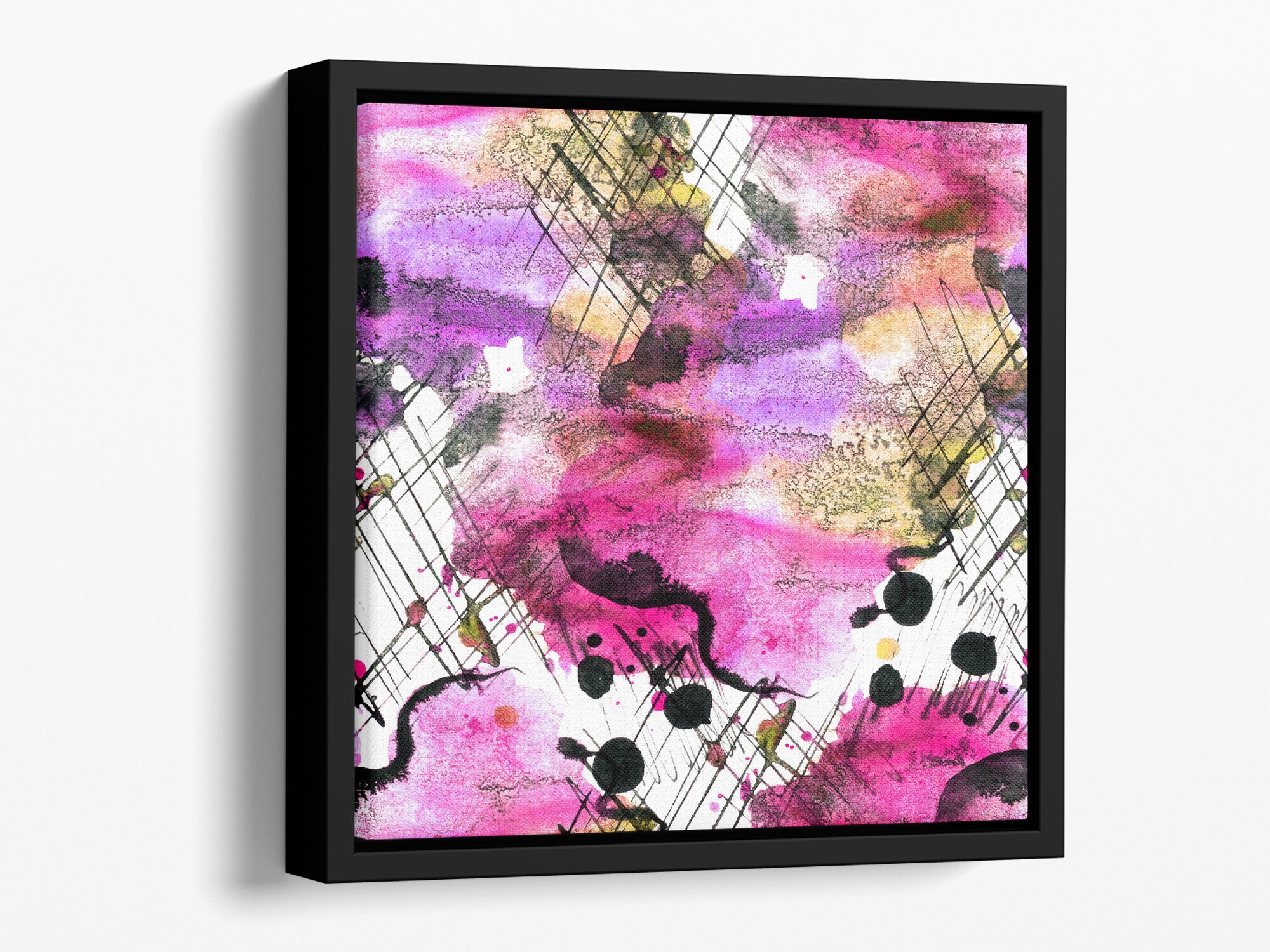 ZAB1326 Pink Purple Black Modern Canvas Abstract Home Wall Art Picture Prints 