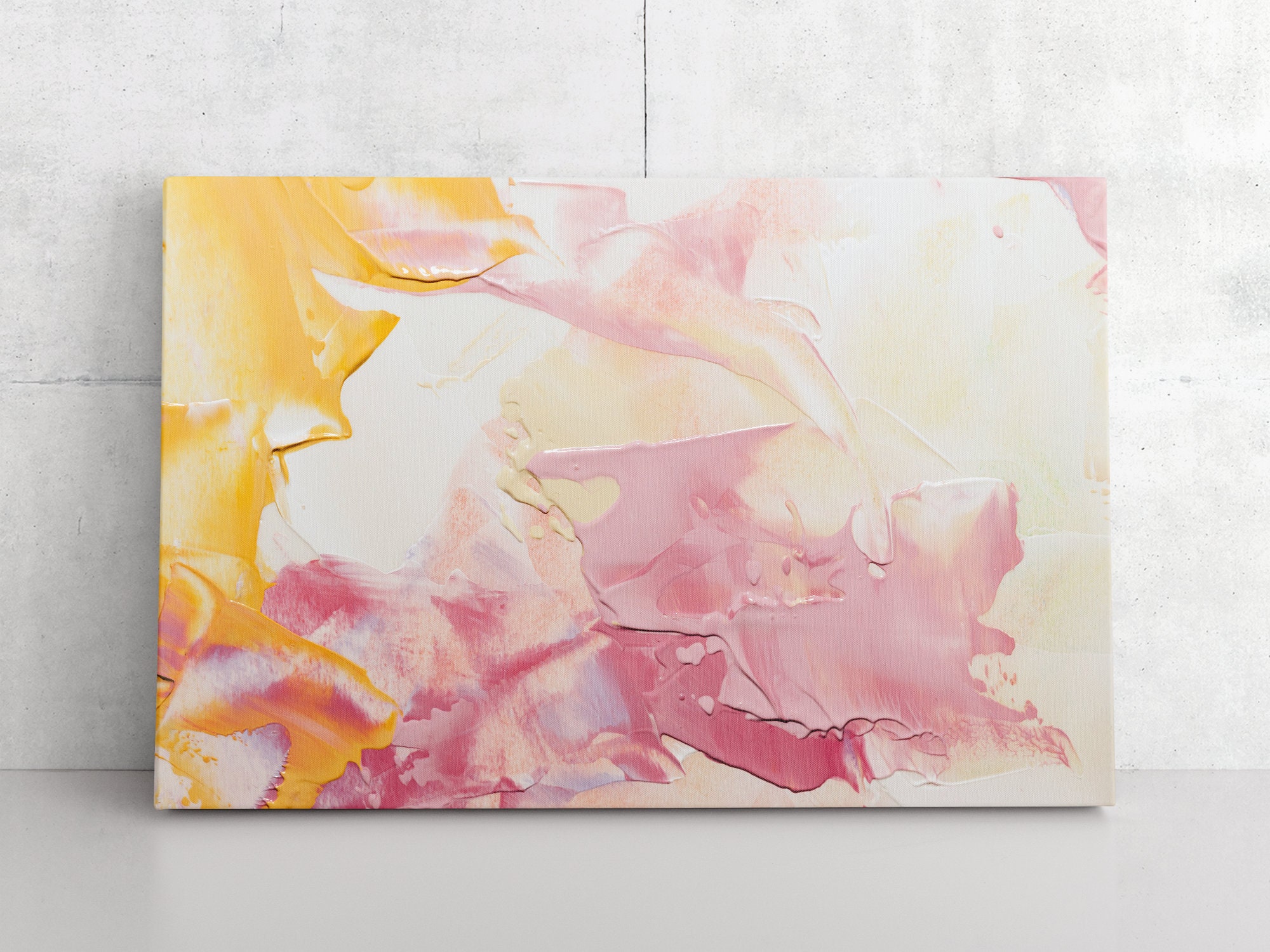 Abstract Pink & Yellow Modern Canvas Print Contemporary Wall Etsy UK