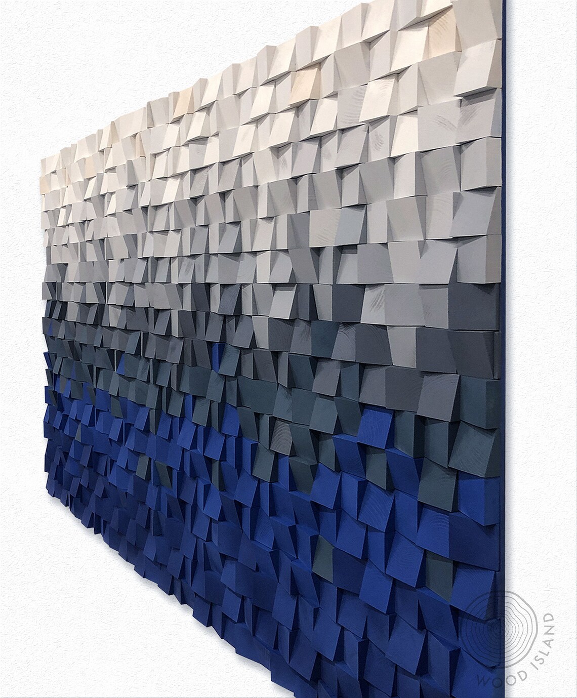 Deep blue Wood Wall Art Wood Wall Decor Extra Large Wall Etsy