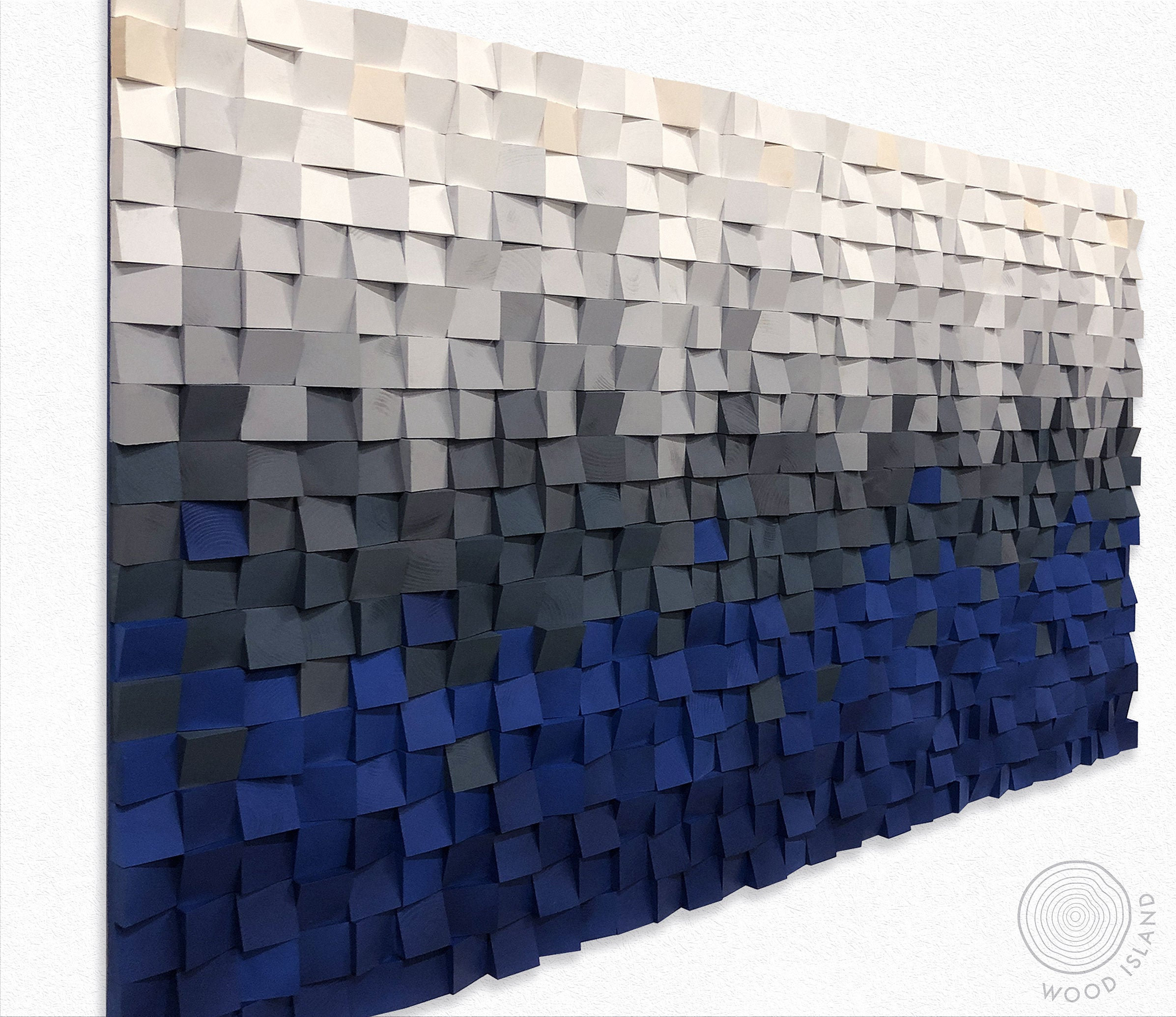 Deep Blue Wood Wall Art Wood Wall Decor Extra Large Wall Etsy Canada