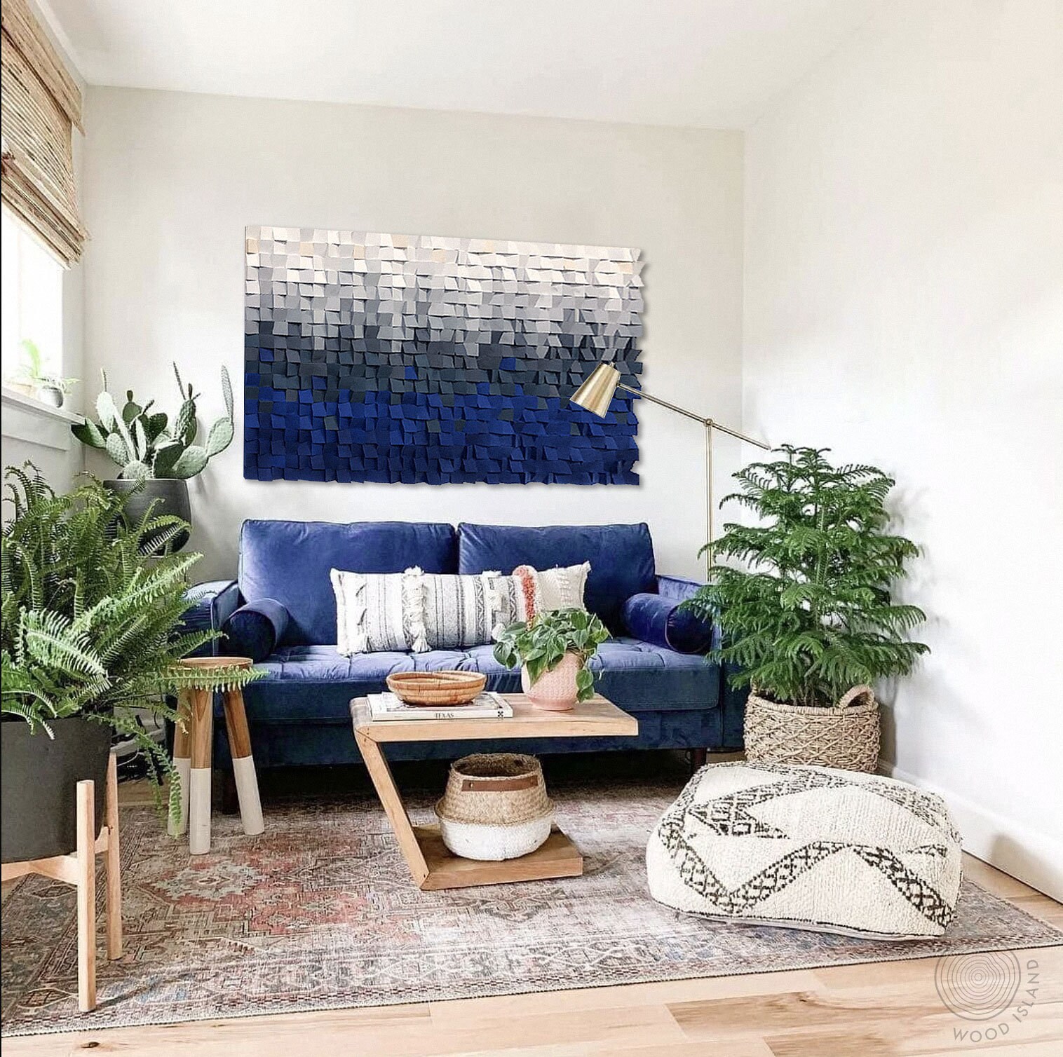 Deep Blue Wood Wall Art Wood Wall Decor Extra Large Wall Etsy Canada