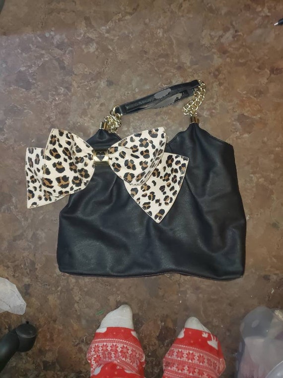 betsey johnson leopard print purse