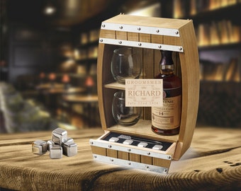 Unique Barrel-Shaped Wine/Whiskey Wall Rack, Includes Whiskey Stones, Ideal for Holiday Events & Bar Decor Gift