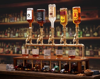 Personalized Embossed Named Wooden Whiskey Dispenser, Bar, Home Bar, Pub and Pub Shed, Wine, Vodka, Liquor Dispenser, Wood Drink Fountain