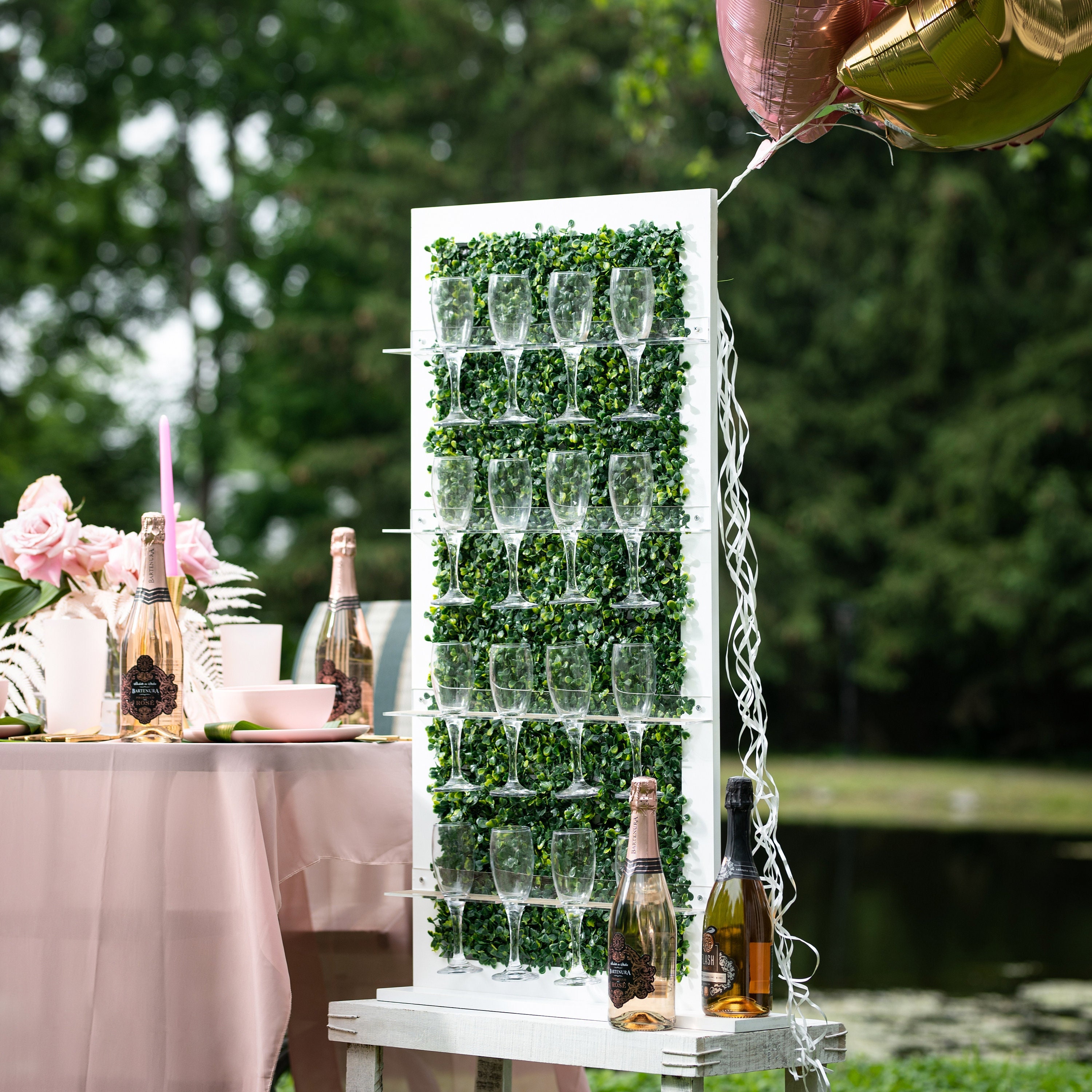 Personalized Champagne Wall Art 16 Flute Champagne Stand for Your