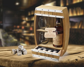 Entertaining Wall-Mounted Barrel Wine Holder, Rustic Whiskey Display, Home Bar Decor, Unique Housewarming Gift