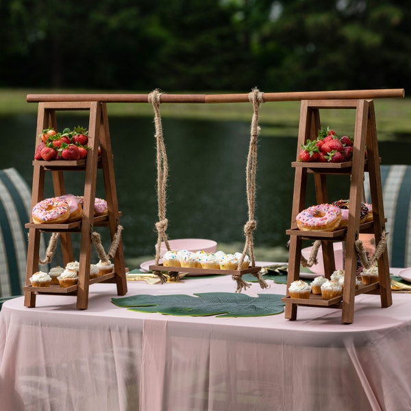 Entertaining Serving Station Double 3 Tier Display Stand Swing Dish Party Cheese Dessert Food Appitizer Platter Riser wedding Cupcake stand