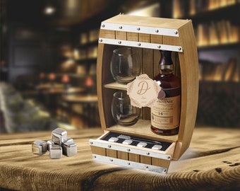 Personalized Barrel Wine Holder - Wall-Mounted, Rustic Whiskey Rack for Entertaining, Unique Bar Gift