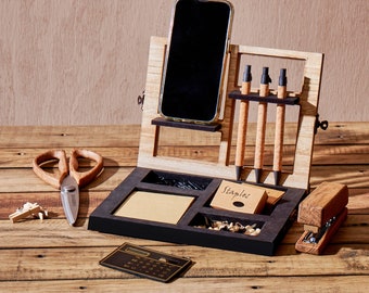 Docking station Desktop organizer for home or office space.
