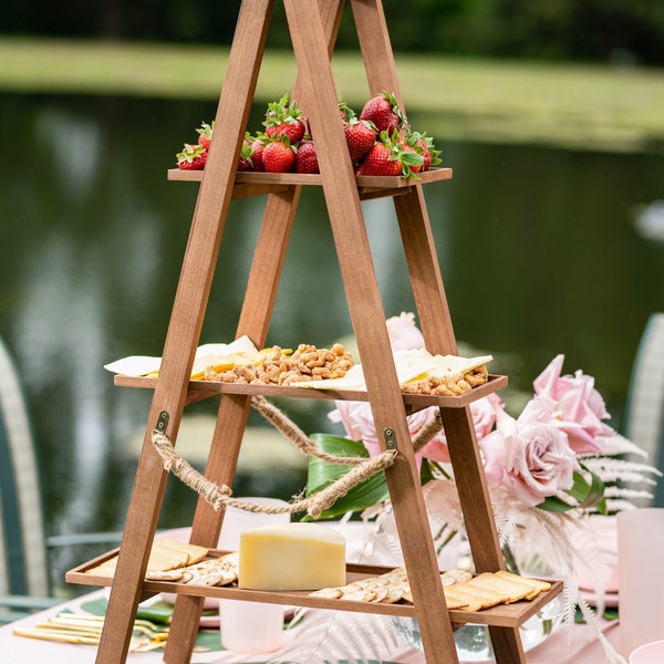 Cake, Treat Ladder, Three Tiered Tray Stand, Hosting Trays, Afternoon Tea Party Entertaining Serving Station Stand for Table Top