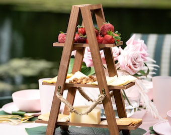 3 Tier Tray, Treat Ladder, Three Tiered Tray Stand, Hosting Trays, Afternoon Tea Party Entertaining Serving Station Stand for Table Top