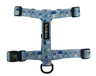 The Crafty Dog Co - Funguy Strap Harness Dog Harness UK Dog Harness Set Bundle Boy Mushroom Explore Adventure Blue Navy Teal Turqoise