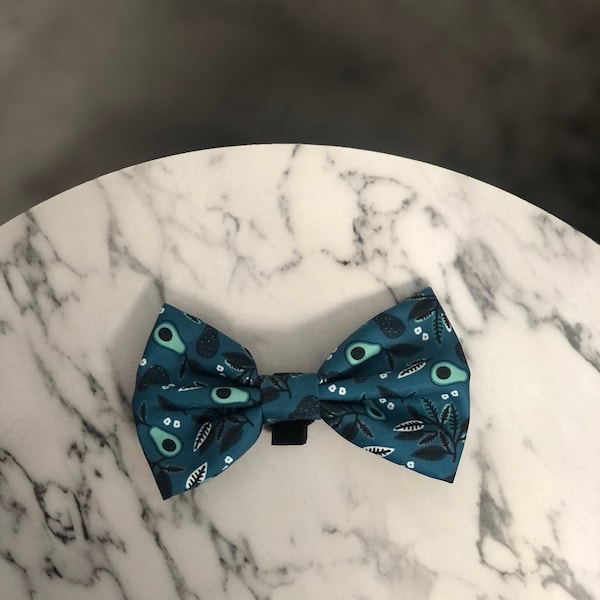 The Crafty Dog Co - Avo Good Day Bow Tie  Dog Walks Adventure Collar Accessory Teal Avocado Guacamole